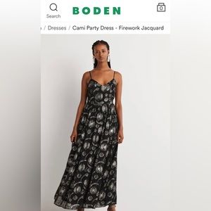 Brand NWT Boden jacquard firecracker black and metallic cami dress.  Size 20/22R